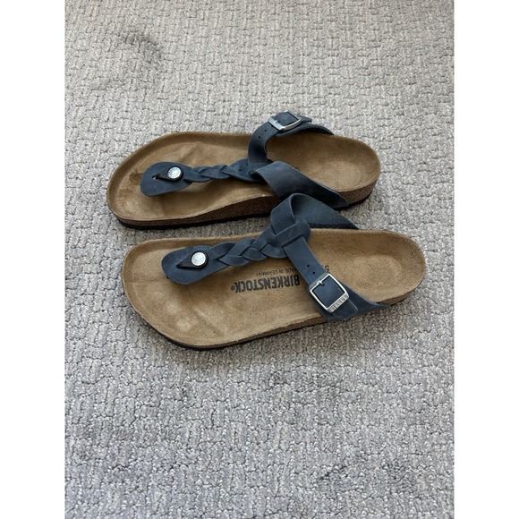 Birkenstock Women's Gizeh Braided Sandal Sz EU 40 Oiled Leather Navy Blue - Picture 1 of 6